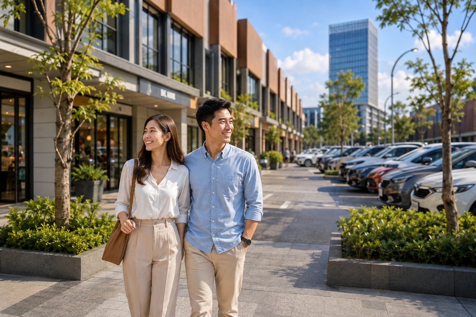 Lokasi ruko Paramount Gading Serpong dengan frontage dan area parkir yang mendukung aktivitas bisnis