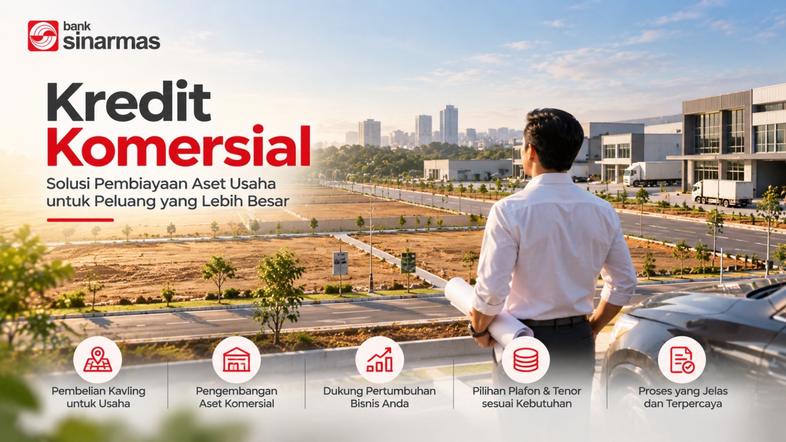 Ilustrasi lahan kavling komersial yang dapat direncanakan untuk pengembangan usaha dengan pembiayaan kredit.